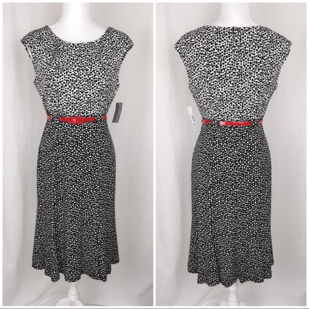 Covington Black & White Geometric Print Dress Sz 8